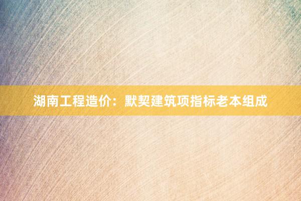 湖南工程造价：默契建筑项指标老本组成